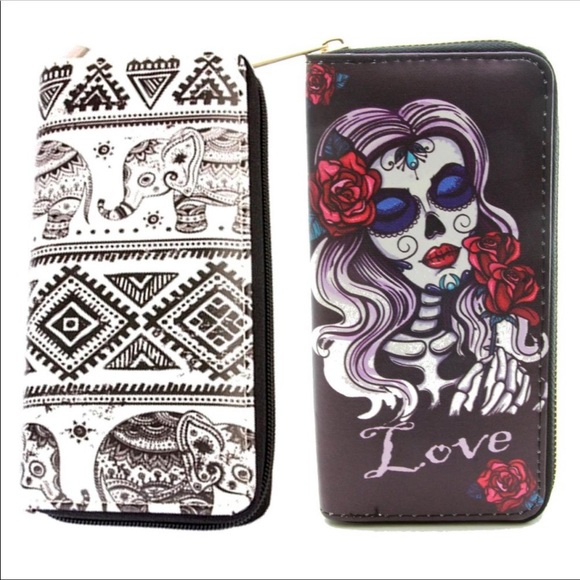 Sugar Skull Print Wallet - Picture 2 of 3